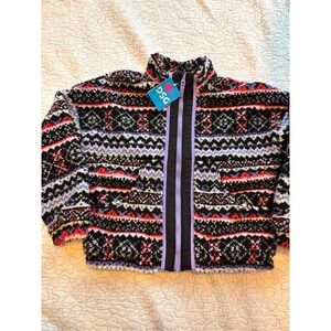DSG Girls Fleece Full Zip Jacket‎ Fair Isle Geometric Multicolor Size Medium